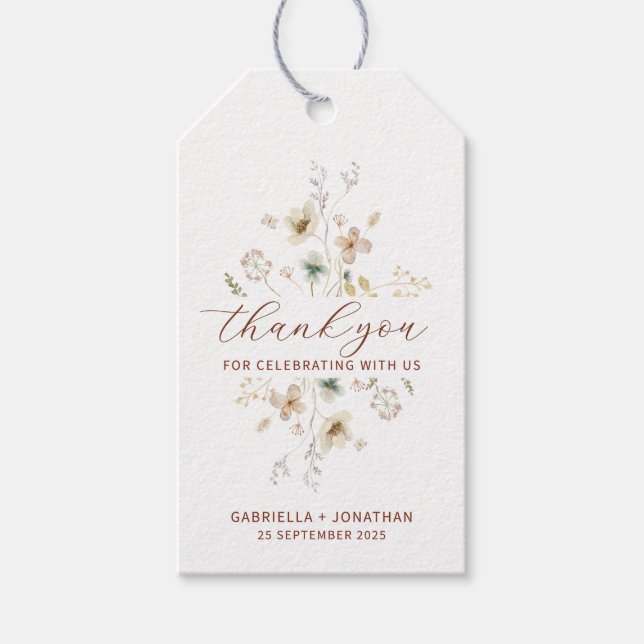 Terracotta Wildblume Gastgeschenk Hochzeit Vielen  Geschenkanhänger (Vorderseite)