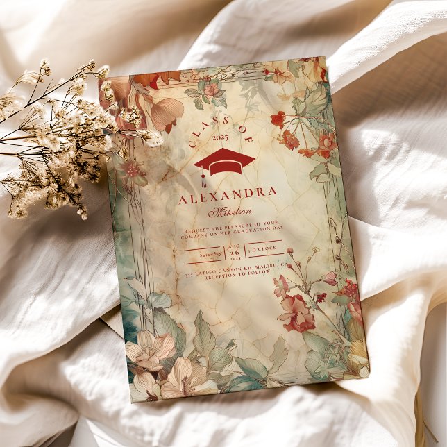 Terracotta Wildblume Graduation Party Einladung (Von Creator hochgeladen)
