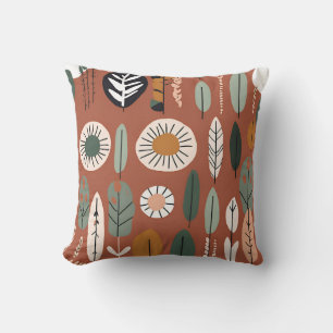 Terracotta Wildblume Muster Rustikaler Frühling So Kissen
