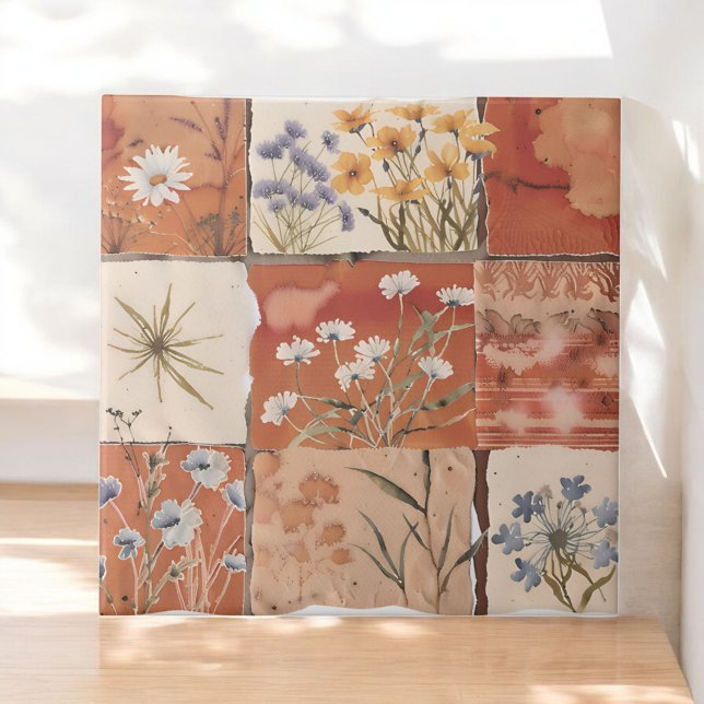 Terracotta Wildblume Patchwork Rustic Boho Spring Fliese (Von Creator hochgeladen)