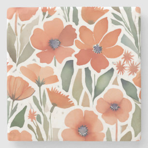 Terracotta-Wildblume Rustic Boho Drink Zubehör Steinuntersetzer