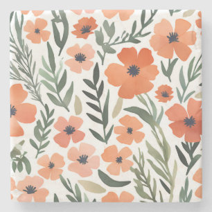 Terracotta-Wildblume Rustic Boho Drink Zubehör Steinuntersetzer