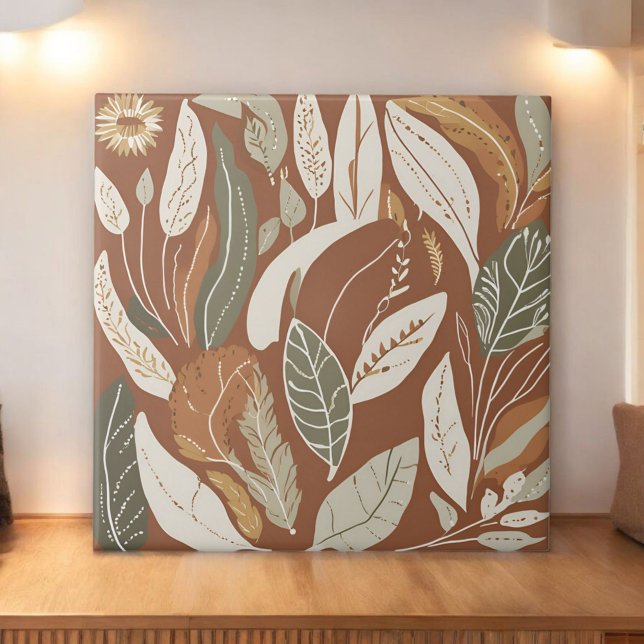 Terracotta Wildblume Rustic Boho Frühlingsdekor Fliese (Von Creator hochgeladen)