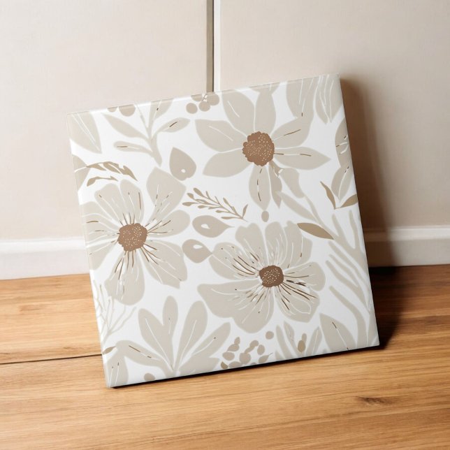 Terracotta Wildblume Rustic Boho Frühlingsdekor Fliese (Von Creator hochgeladen)