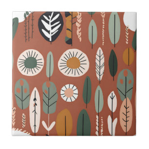 Terracotta Wildblume Rustic Boho Frühlingsdekor Fliese