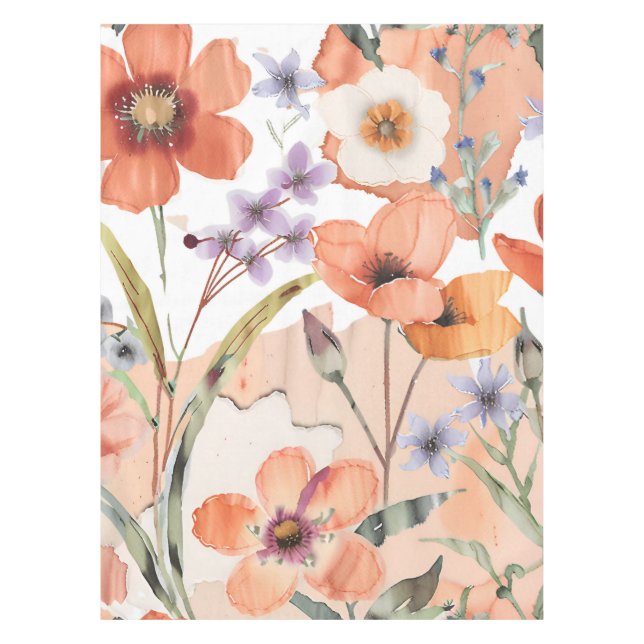 Terracotta Wildblume Rustic Boho Tischdekor Tischdecke (Vorderseite)