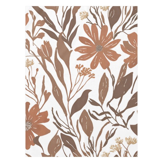 Terracotta Wildblume Rustic Boho Tischdekor Tischdecke (Vorderseite)