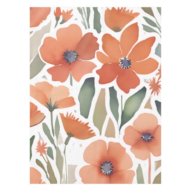 Terracotta Wildblume Rustic Boho Tischdekor Tischdecke (Vorderseite)
