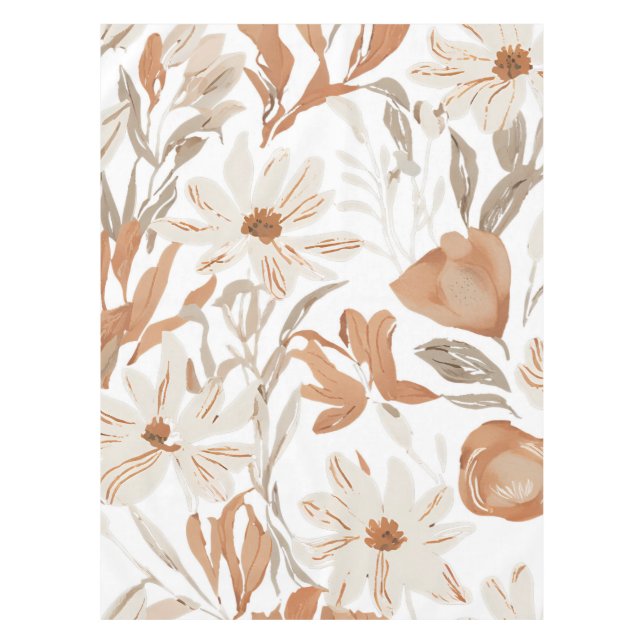 Terracotta Wildblume Rustic Boho Tischdekor Tischdecke (Vorderseite)