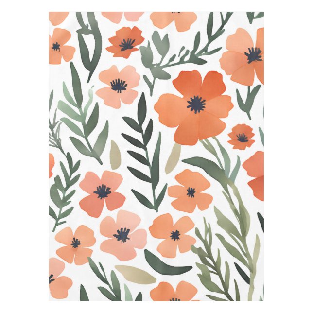 Terracotta Wildblume Rustic Boho Tischdekor Tischdecke (Vorderseite)