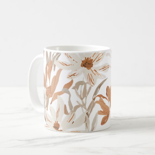 Terracotta Wildblume Rustic Boho Trinkbehälter Kaffeetasse (Vorderseite Links)