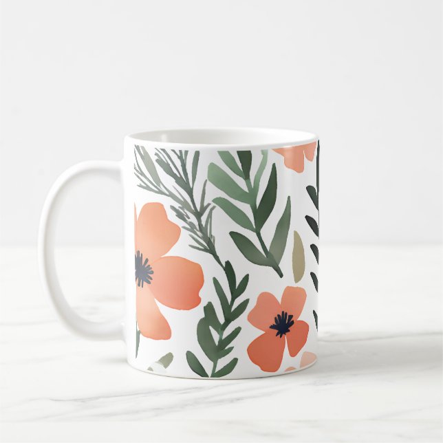 Terracotta Wildblume Rustic Boho Trinkbehälter Kaffeetasse (Links)