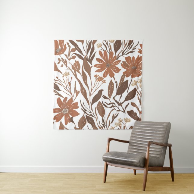 Terracotta-Wildblume Rustic Boho Wall Hängend Wandteppich (Beispiel)