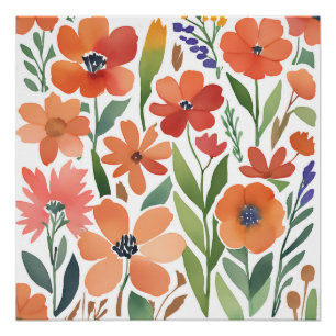 Terracotta Wildblume Rustikal Boho Poster