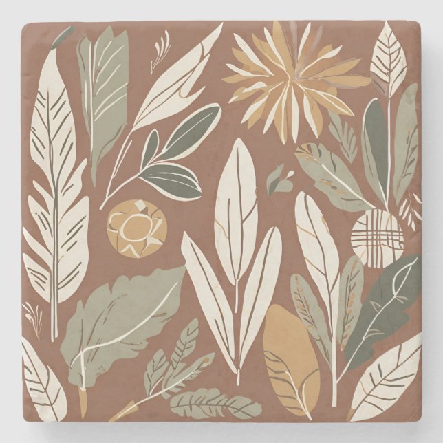 Terracotta Wildblume Rustikale Frühlingszeit Wohng Steinuntersetzer (Vorderseite)