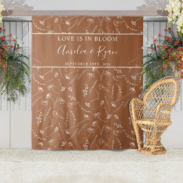 Terracotta Wildblume Sketch Wedding Background Wandteppich