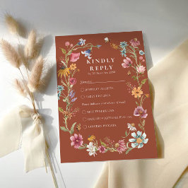 Terracotta Wildblume Wedding RSVP Card Karte