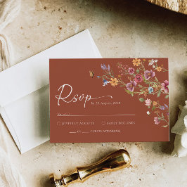 Terracotta Wildblume Wedding RSVP Card Karte