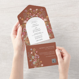 Terracotta-Wildblumen - Einladung zur Hochzeit