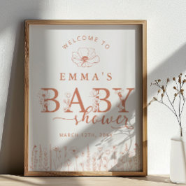 Terracotta Wildflower Baby Shower Welcome Sign Poster