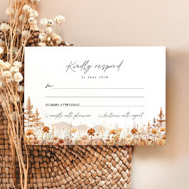 Terracotta Wildflower Mountain Wedding RSVP Karte