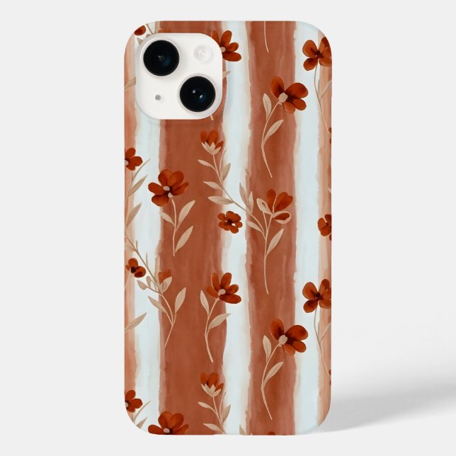 Terracotta Wildflower Stripe Case-Mate iPhone Hülle (Rückseite)