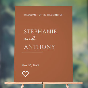 Terracotta with Heart Modern Wedding Acrylschild