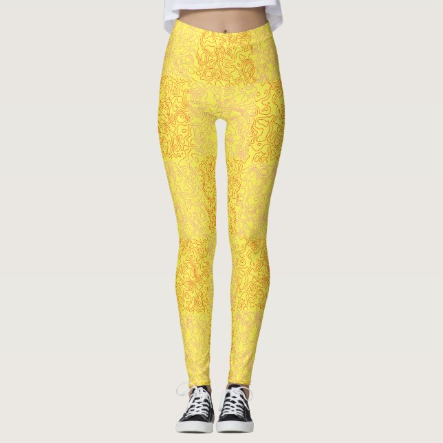 Terrain Pattern Red 01x4B Black BG Leggings (Vorderseite)