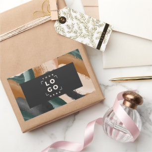 Terrakotta, abstrakt gestrichen, minimalistisch mo rechteckiger aufkleber