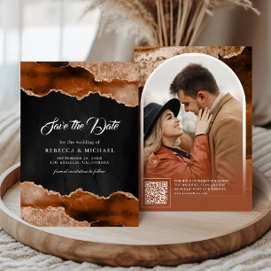 Terrakotta-Achat-Marmor-Schwarzes Hochzeitsfoto Save The Date