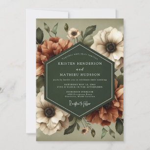Terrakotta-Anemone-Hochzeit im Moody-Stil Einladung