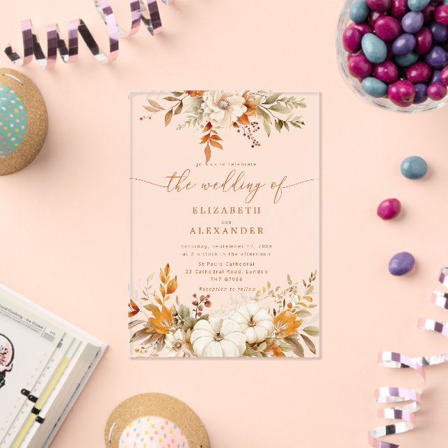 Terrakotta auf dem Herbst Acryleinladungen (Insitu (Feier))