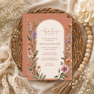 Terrakotta-Baby-in-Bloom-Wildflower-Baby-Shower-Ei Einladung