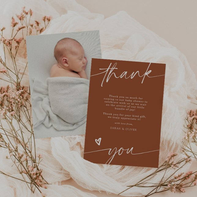 Terrakotta-Baby-Shower-Dankeskarten-Skript  Einladung (Von Creator hochgeladen)