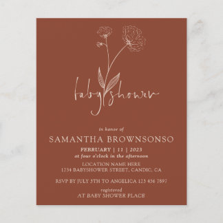 Terrakotta-Baumwoll-Blumen-Baby-Sprinkle Flyer