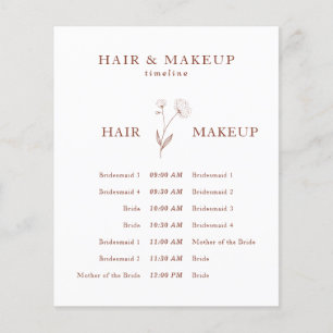 Terrakotta Baumwollblumen Hochzeitsplan Haar Make- Flyer