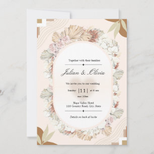 Terrakotta-Beige-Boho-Oval-Blumenkranz Modern Einladung