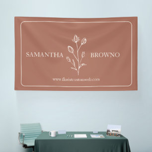 Terrakotta Beige gerahmte Blumen-Botanik Banner