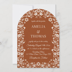 Terrakotta-Beige-Wildblumen-Hochzeitseinladung Einladung