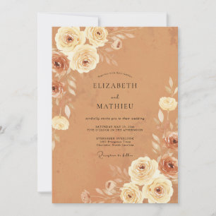 Terrakotta Bemalte Rosenhochzeit Einladung