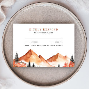Terrakotta-Bergwald-Hochzeit RSVP Karte