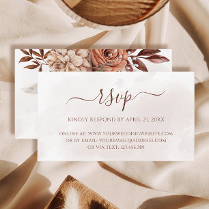 Terrakotta-Blumen Boho-Herbsthochzeit Online-RSVP Begleitkarte