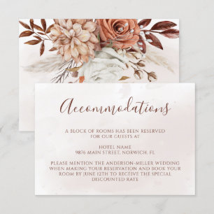 Terrakotta-Blumen Boho-Herbsthochzeitsunterkünfte Begleitkarte