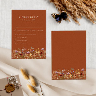 Terrakotta Blumen Boho mit Mahlzeiten RSVP Karte