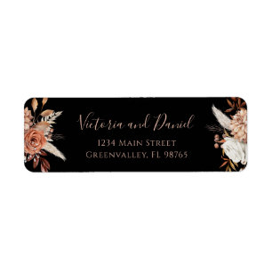 Terrakotta-Blumen fallen schwarze Hochzeitsadresse