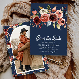 Terrakotta Blumen Foto Navyblaue Hochzeit Save The Date