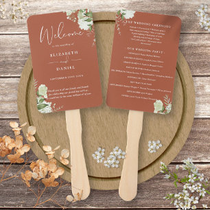 Terrakotta-Blumen-Grünzeug-Hochzeitsprogramm Fächer