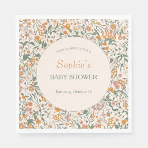 Terrakotta-Blumen-Herbst-Baby-Party Serviette