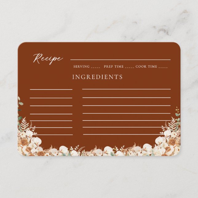 Terrakotta Blumen Herbst-Kalla-Lilien Brautstrauß  Begleitkarte (Vorderseite)