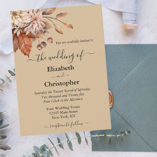 Terrakotta-Blumen-Hochzeit im eleganten Taupe-Stil Einladung